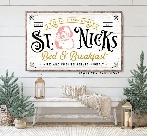 St Nicks Bed and Breakfast Christmas Sign Farmhouse Style - Etsy | Etsy (US)