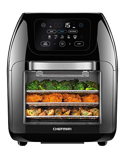 CHEFMAN Multifunctional Digital Air Fryer+ Rotisserie, Dehydrator, Convection Oven, 17 Touch Screen Presets Fry, Roast, Dehydrate, Bake, XL 10L Family Size, Auto Shutoff, Large Easy-View Window, Black | Amazon (US)