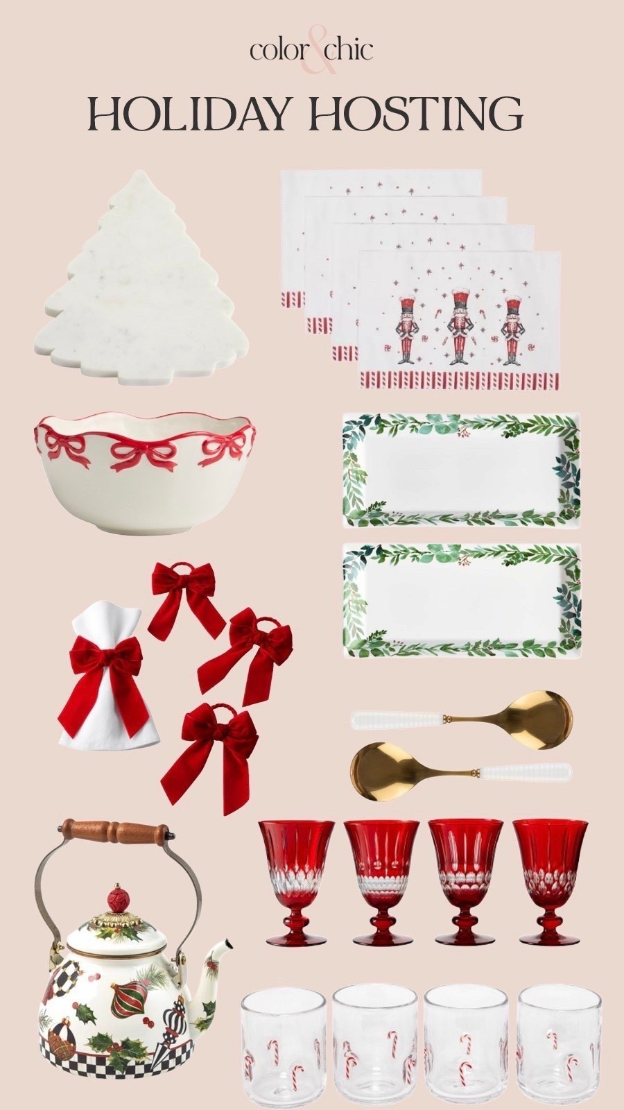 Holiday hosting with bow napkin rings, red giblets, and more! Love this for holiday parties or Christmas 

#LTKHoliday #LTKHome