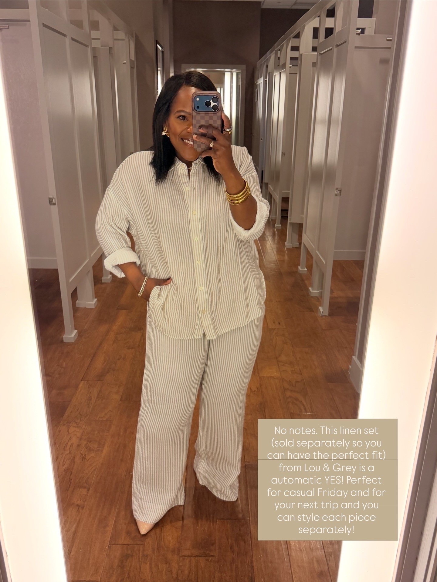 Lou & Grey stripe linen set from LOFT! Wearing a size M in both pieces. Comes in solid colors too. These are perfect for Spring and Summer! ☀️ 

#LTKMidsize #LTKgrwm #LTKPetite