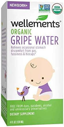 Wellements Organic Gripe Water, 4 Fl Oz, Eases Baby's Stomach Discomfort and Gas, Free From Dyes,... | Amazon (US)