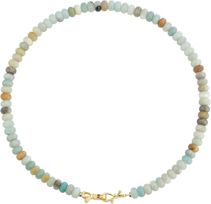 Rainbow Colorful Gemstone Beaded Choker Necklace for Women 14K Gold Bow Birthstone Beads Chokers ... | Amazon (US)