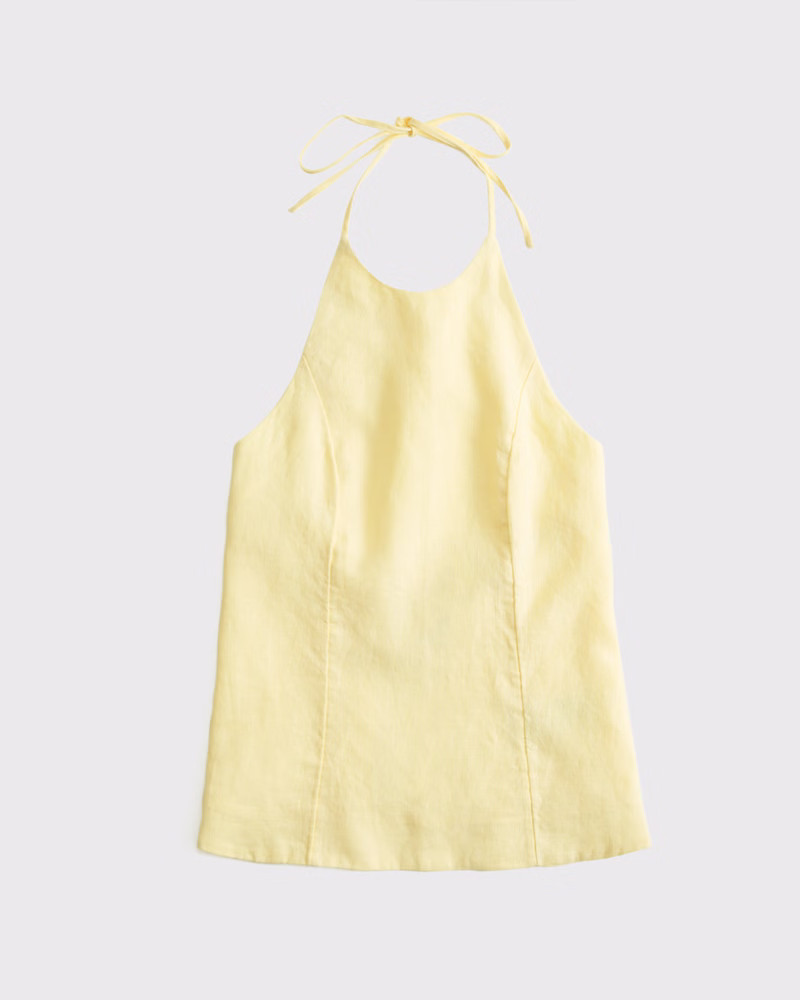 Premium Linen Halter Top | Abercrombie & Fitch (US)