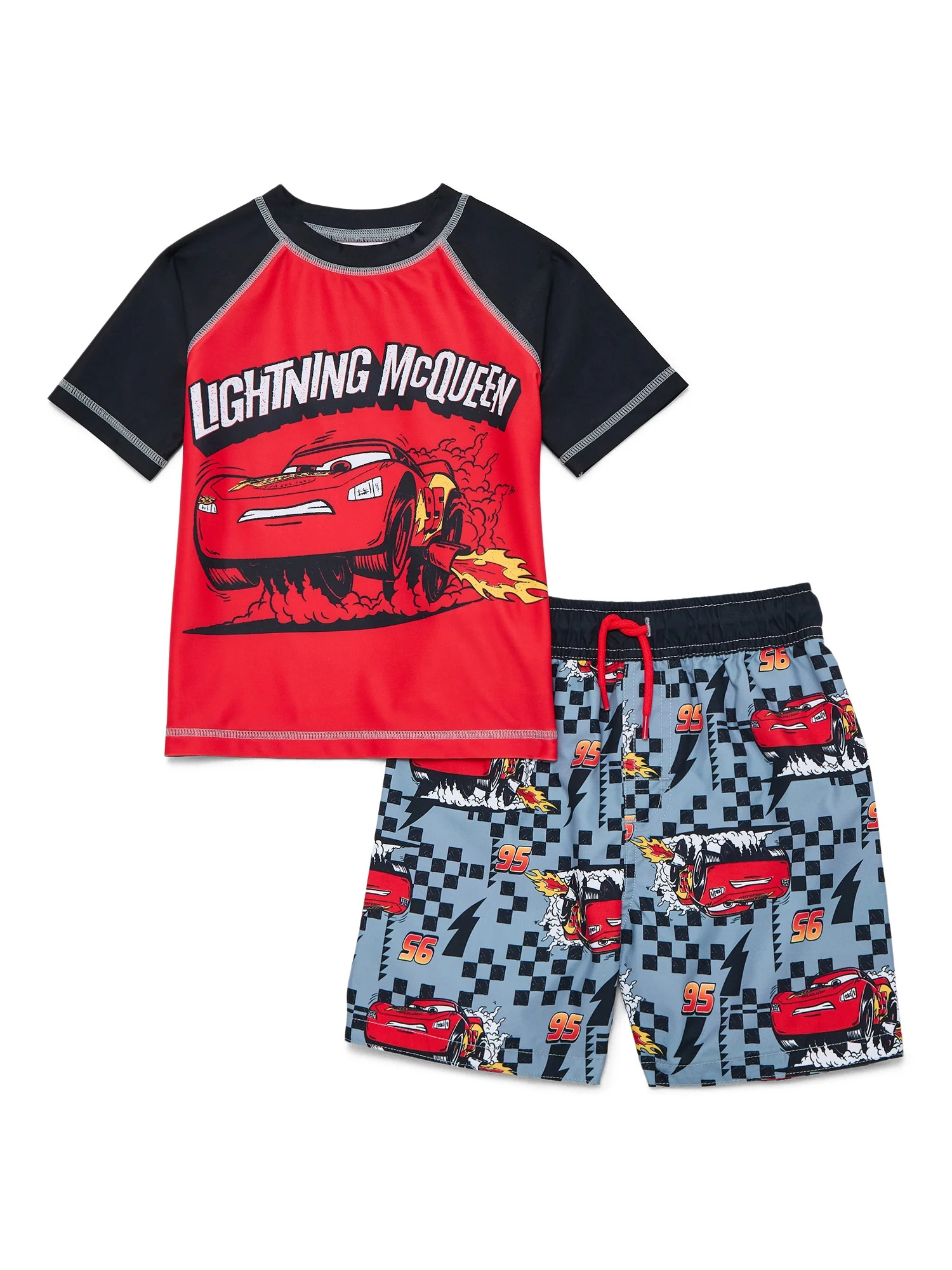 Character Toddler Boy Short-Sleeve Rash Guard and Swim Trunk Set, Sizes 12M-5T | Walmart (US)