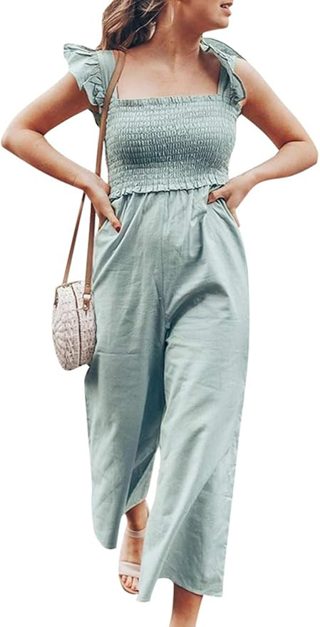 BerryGo Women's Sleeveless Wide Leg Jumpsuit Strap Long Pants Romper | Amazon (US)