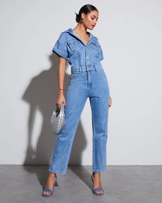 Lorna Denim Bootcut Jumpsuit | VICI Collection