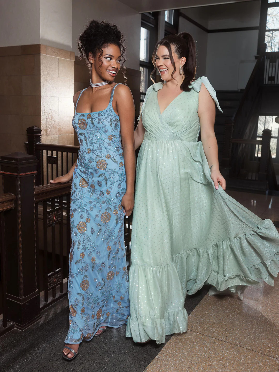 Iridescent Polka Dot Soft Tie Sleeveless Gown (Plus) - FINAL SALE | Mac Duggal