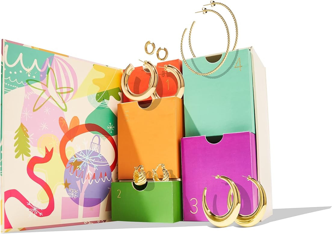Sterling Forever - Five Days of Hoops Advent Box - Set of 5 Hoop Earrings - Includes Gift Box with D | Amazon (US)