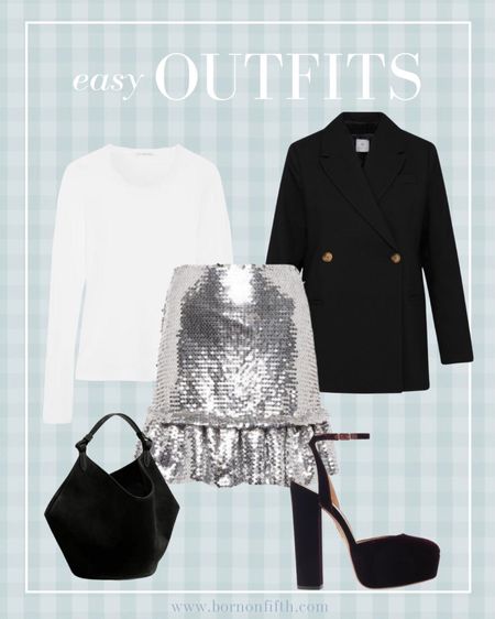 Easy Outfits! Love a sequin skirt for holiday. Easily pair with a tee and blazer on top for an instantly elevated look 

#LTKSeasonal #LTKHoliday #LTKstyletip
