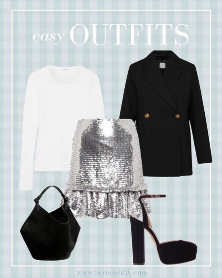 Easy Outfits! Love a sequin skirt for holiday. Easily pair with a tee and blazer on top for an instantly elevated look 

#LTKSeasonal #LTKHoliday #LTKstyletip