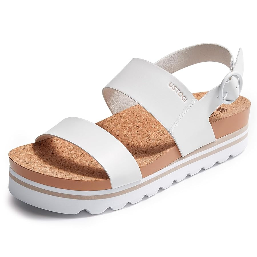 Women's Platform Sandals Arch Support Beach Slides for Woman Orthotic Summer Causal Cork Footbed ... | Amazon (US)