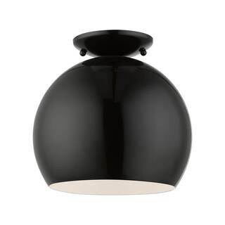 AVIANCE LIGHTING Branbury 10 in. 1-Light Shiny Black Globe Semi Flush Mount HD87309 - The Home De... | The Home Depot