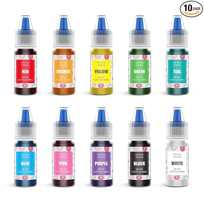 Food Coloring Gel Cake Decorating Set - Jelife 10 Colors Gel Based Edible Food Color Easter Egg D... | Amazon (US)