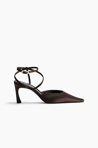 H & M - Pointed Satin Pumps - Dark Brown | H&M (US, CA, MX)