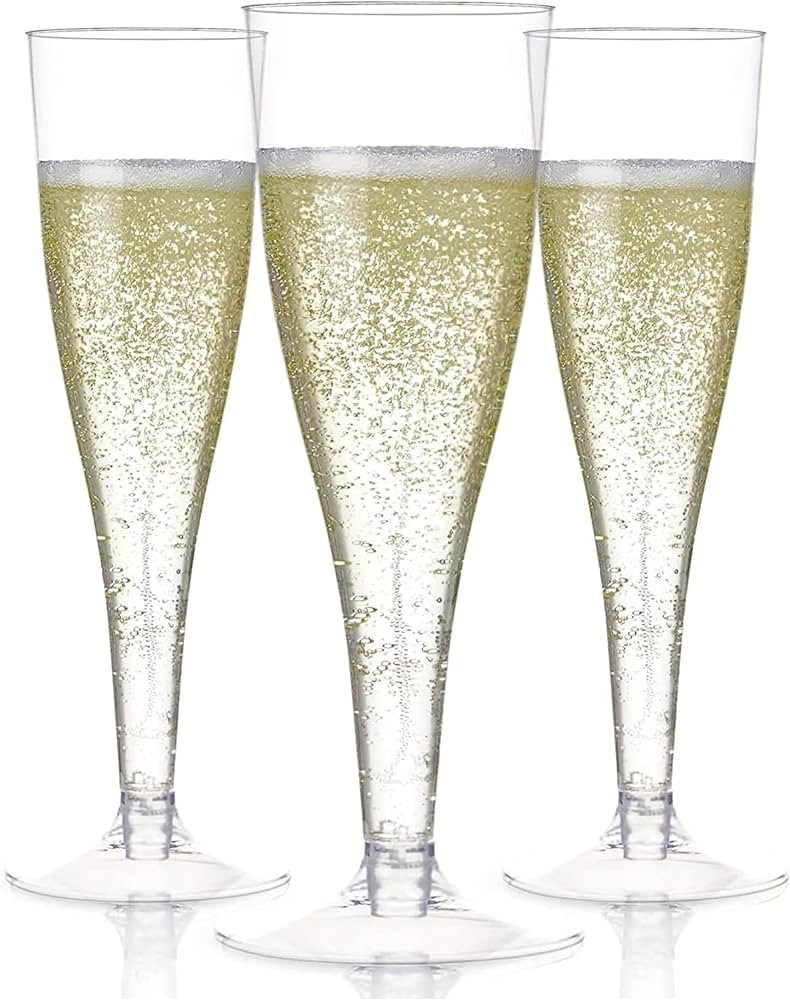 Prestee Set of 24 Clear Plastic Champagne Flutes - 4.5 oz Capacity Shatterproof Disposable Glasse... | Amazon (US)