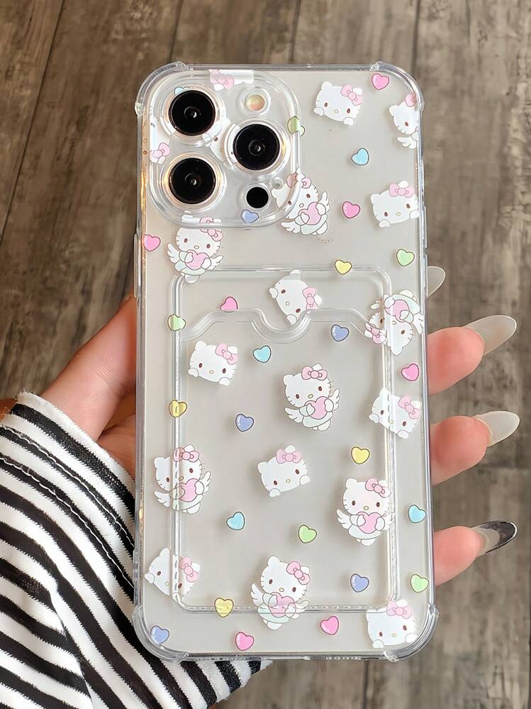 Apple Clutching Heart Design K T Cat Pattern Phone Case, Anti-Drop Protection Compatible With Iph... | SHEIN