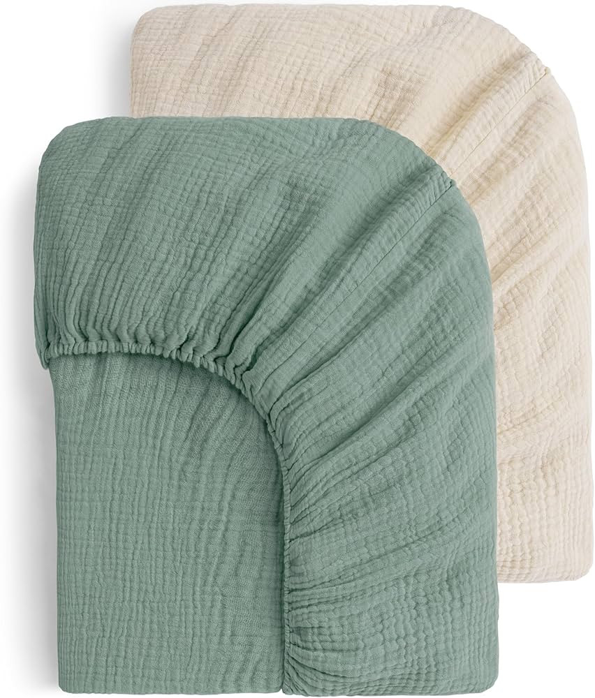 Yoofoss Muslin Crib Sheets for Boys Girls 100% Cotton Fitted Baby Crib Sheet 2 Pack Soft and Brea... | Amazon (US)