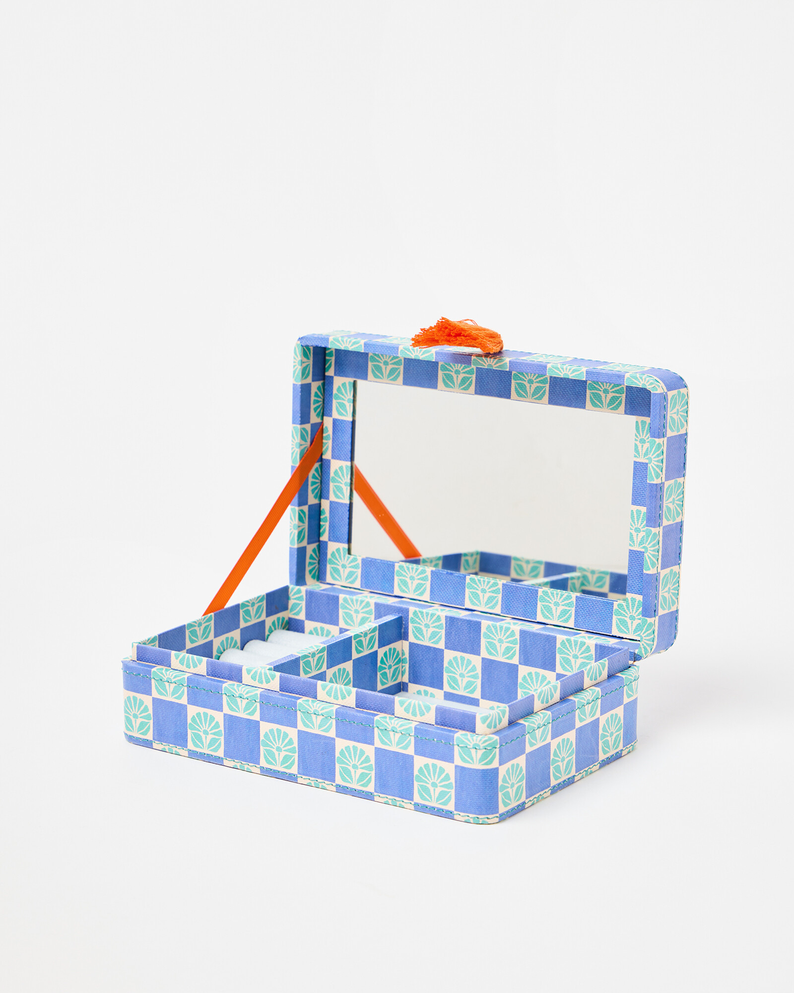 Floral Chequerboard Paper Jewellery Box | Oliver Bonas | Oliver Bonas (Global)