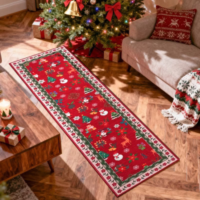 COZONY Indoor Red Christmas Runner Rug, Washable Low Pile Non-Slip Carpet, Modern Foldable Soft Floor Mat for Living Room, Bedroom, Holiday Decor | Target