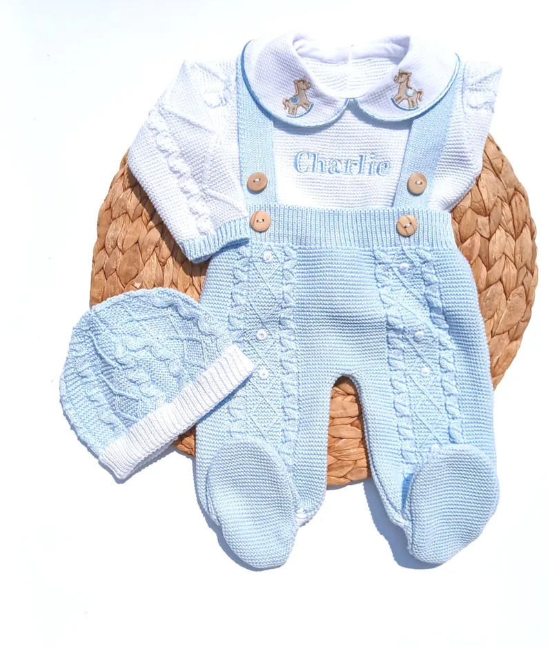 Going Home Newborn Boy First Outfit Spanish Newborn Knitted - Primera Puesta Baby Boy Knit Clothi... | Etsy (US)