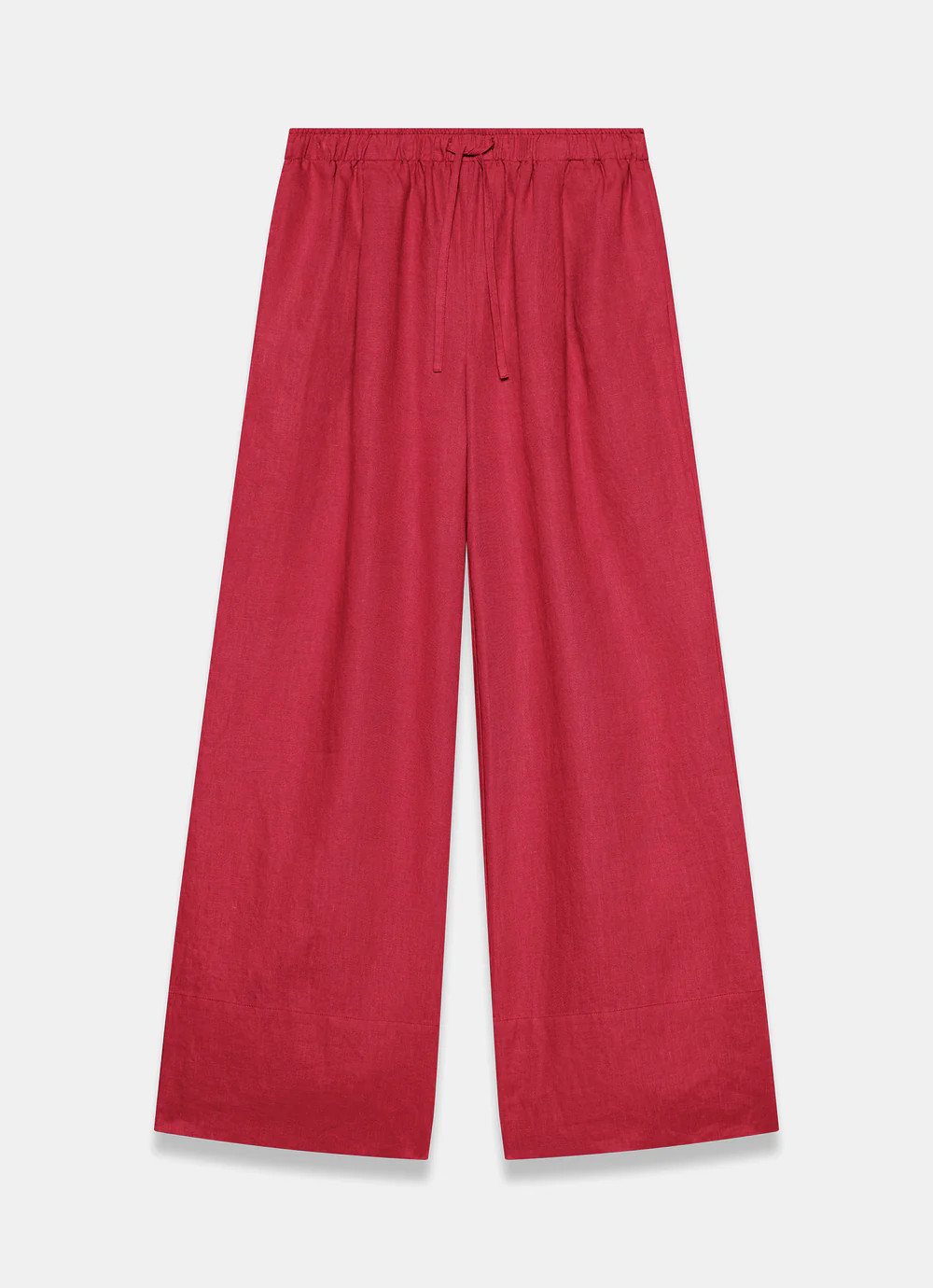 Red Linen Drawstring Wide Leg Trousers | Mint Velvet