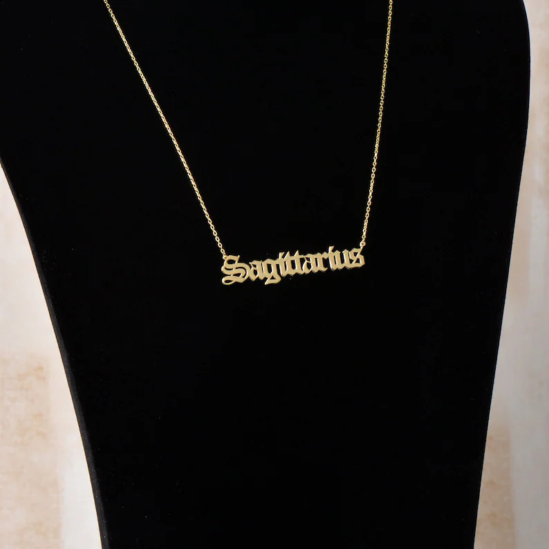 14K Gold Sagittarius Name Necklace - Zodiac Sign Astrology - Etsy | Etsy (Global)