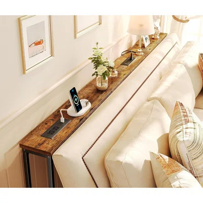 5.9 Inch Narrow Console Table With Outlet, Sofa Table Set Of 2, Total Length 78.8'', Behind Couch Table, Long Entryway Tables With Charging Station, F | Wayfair North America