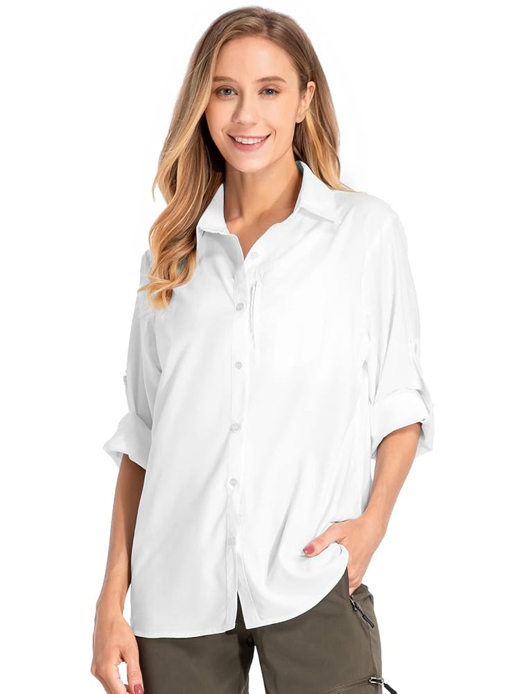 Women's UPF 50 Long Sleeve Sun Protection Shirts Quick Dry Outdoor Fishing Hiking Travel Shirt | Amazon (US)