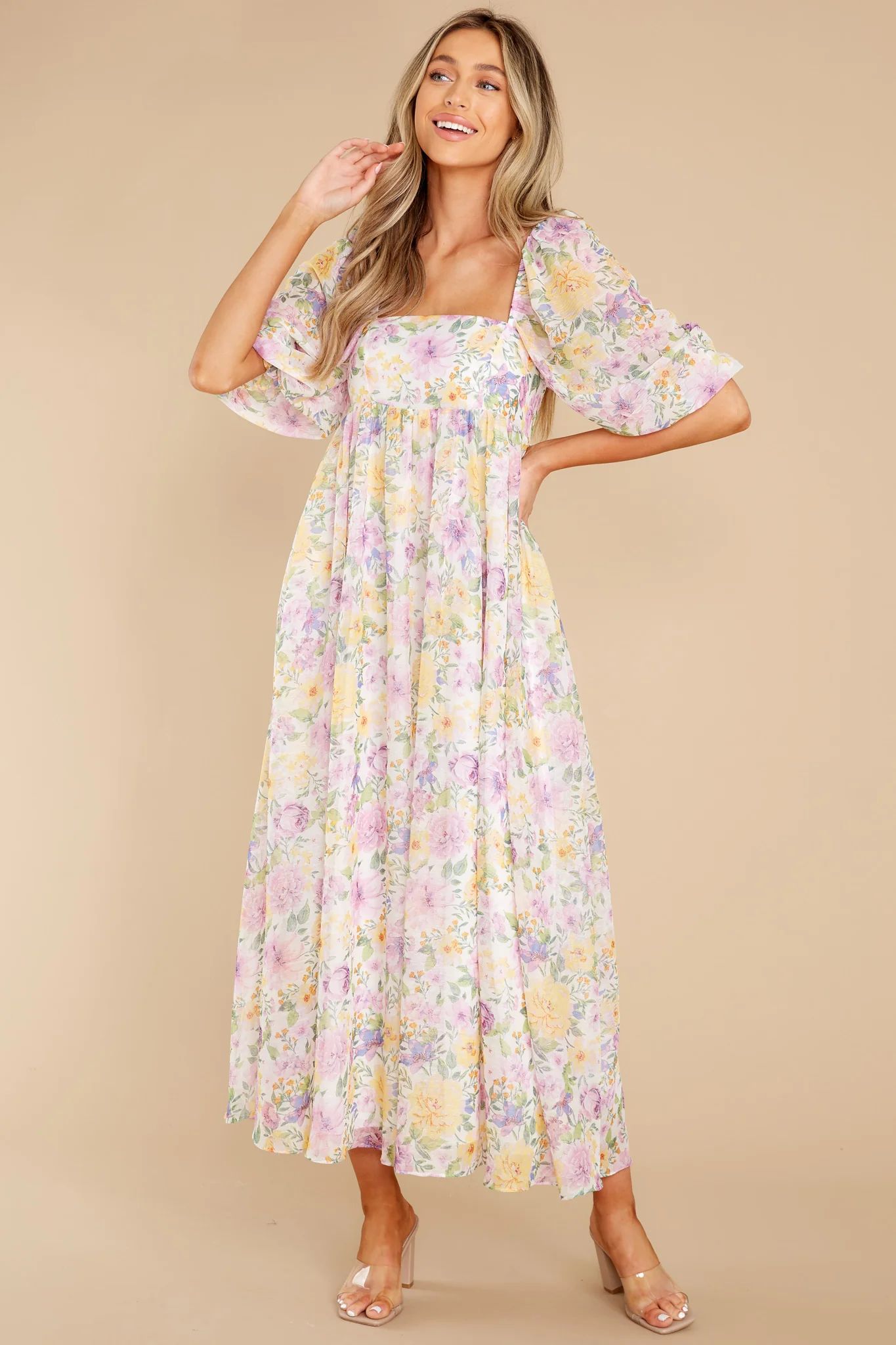 Nearly Perfect Lavender Floral Print Maxi Dress | Red Dress 