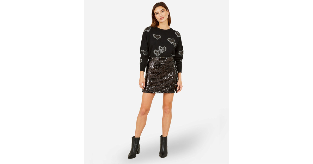 Yumi Black Sequin Mini Skirt | New Look | New Look (UK)