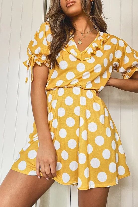 Polka Dot Tie Sleeve Detail Tea Dress | Boohoo.com (US & CA)