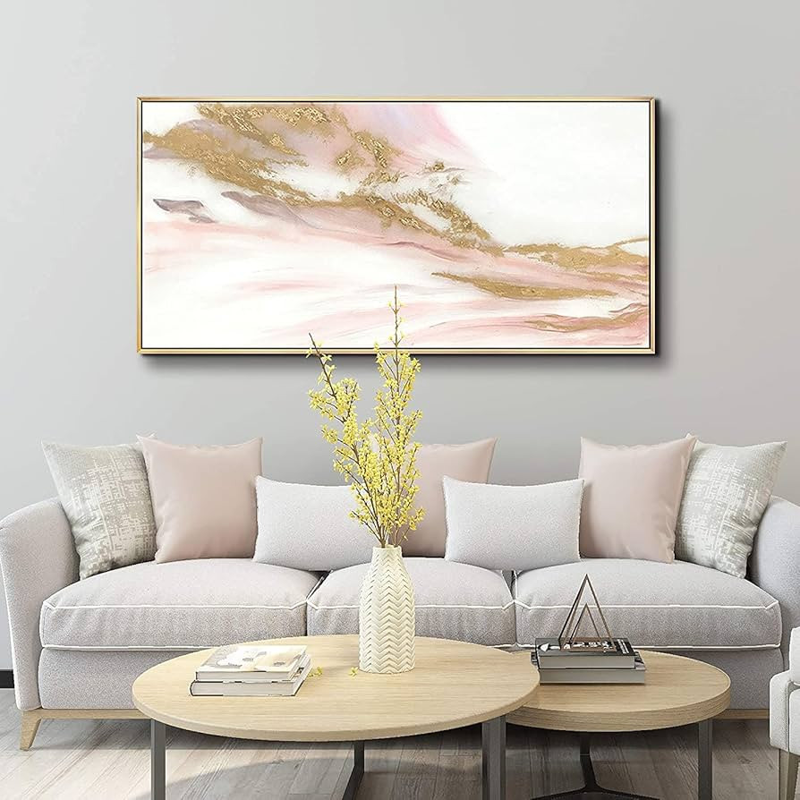 ARTLAND Canvas Prints Modern Abstract Wall Decor Water Flow Shape Contemporary Pink Gold Marble P... | Amazon (US)