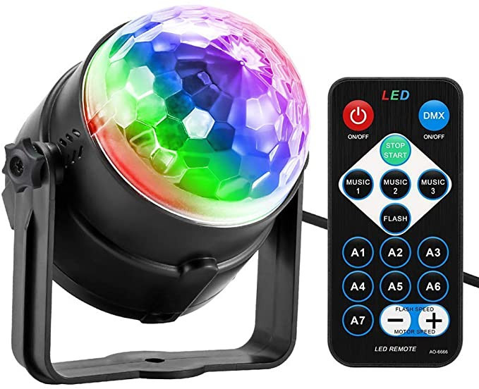 Party Light, Disco Ball Party Lights Sound Activated with Remote Control, 7 Color Modes Strobe Li... | Amazon (US)