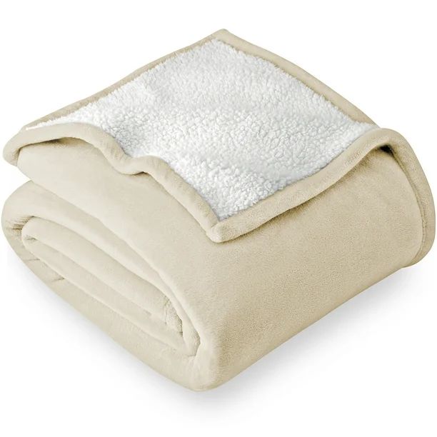Bare Home Sherpa Blanket - Fluffy & Soft Plush Bed Blanket (Throw/Travel, Oyster) - Walmart.com | Walmart (US)