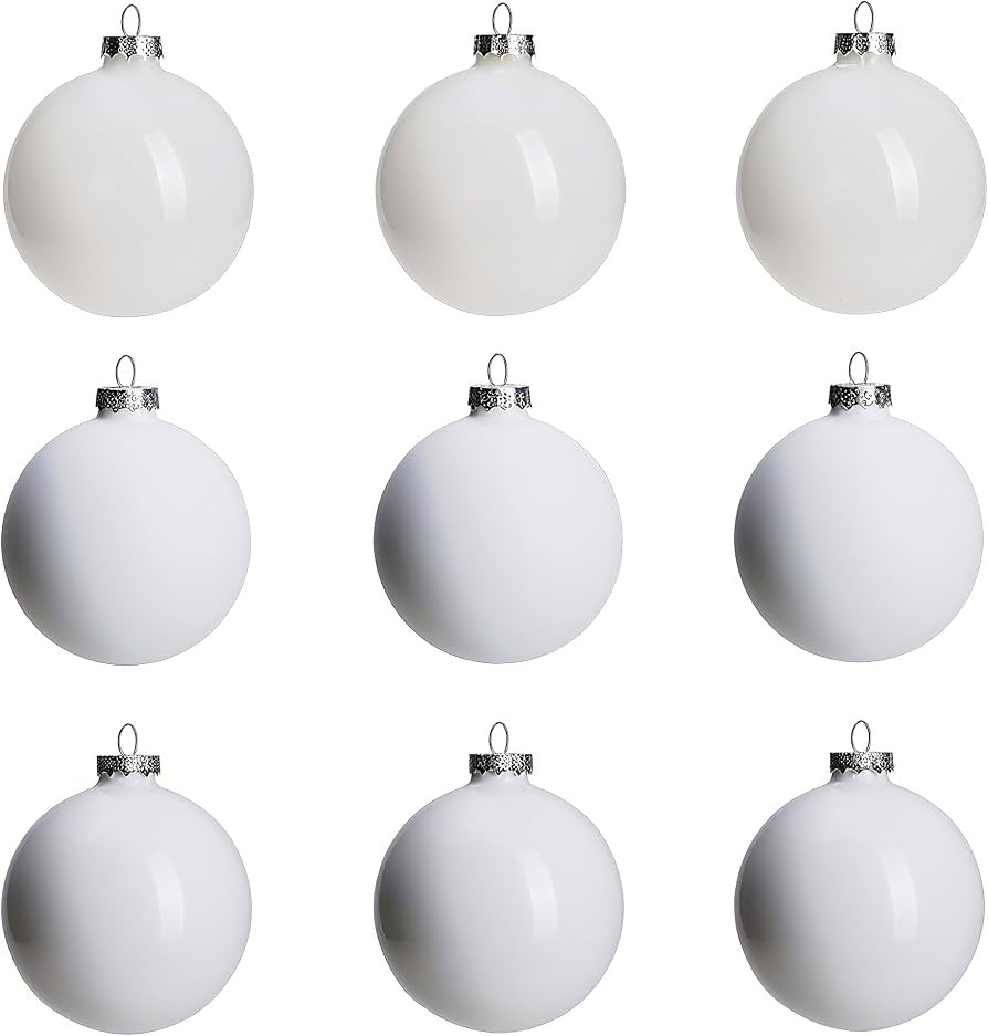 AOMOONOA White Glass Christmas Ball Ornaments for Trees, 3.15\u201d Xmas Baubles | Amazon (US)
