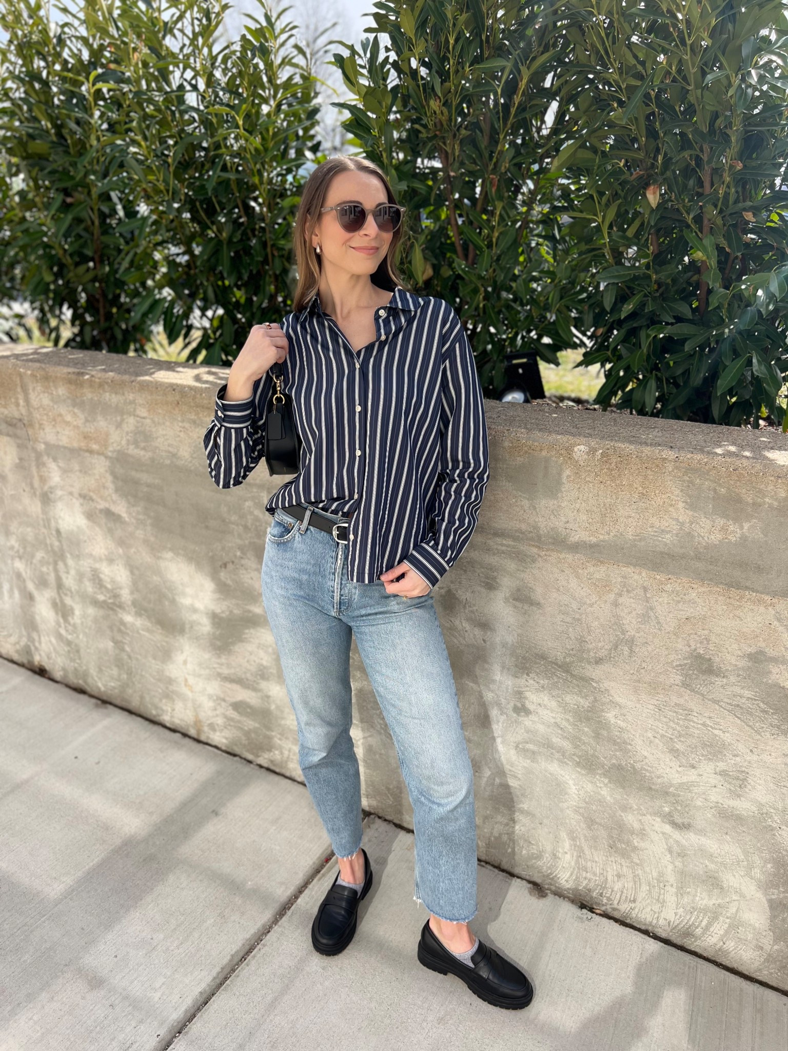 Spring Outfit - button down & loafers outfit 

Stripped button down shirt - wearing size small. TTS. 
Agolde denim - wearing size 27. TTS. 
Loafers - tts. 

#LTKStyleTip #LTKSpringSale