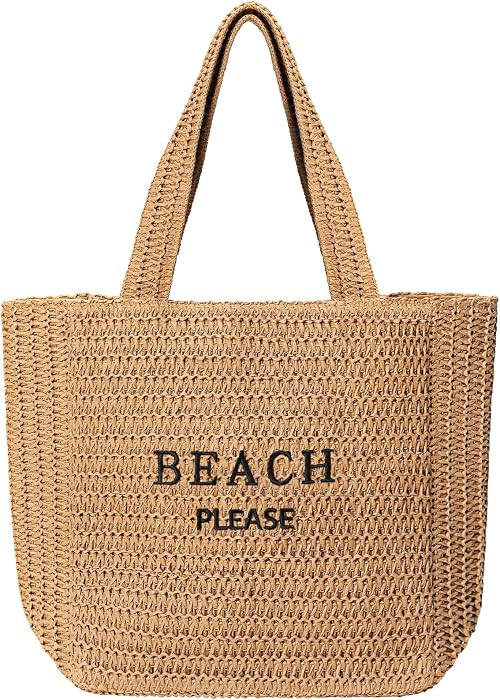 Tavaleu Straw Beach Bags for Women, Large Beach Bag Summer Woven Tote Bag Travel Shoulder Handbag... | Amazon (US)