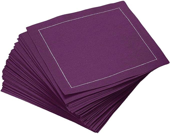 Signature Napkins 100% Cotton Cocktail Napkin, 50-Pack, 4.5" x 4.5", Pickled Beet | Amazon (US)