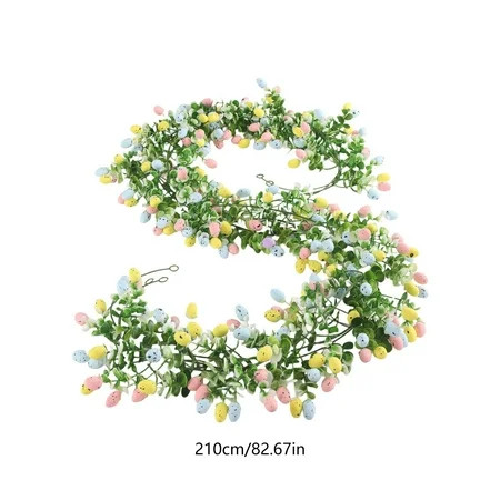 Kbndieu 6.9 Feet Easter Garland for Mantle with Easter Eggs, Artificial Spring Garland Wreath for Front Door, Farmhouse Hanging Vine for Rustic Fireplace Arch Home Table Tree Decoration | Walmart (US)