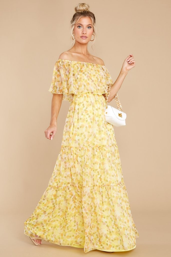 Washed Memories Sunshine Yellow Floral Print Maxi Dress | Red Dress 