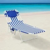 Mainstays Folding Backpack Face-Down Beach Fabric Lounger, Blue & White Stripe | Walmart (US)
