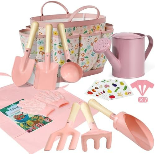 Kids Gardening Set 14Pcs Gardening Tools for Kids with Tote Bag,Watering Can, Shovel, Apron, Gard... | Amazon (US)