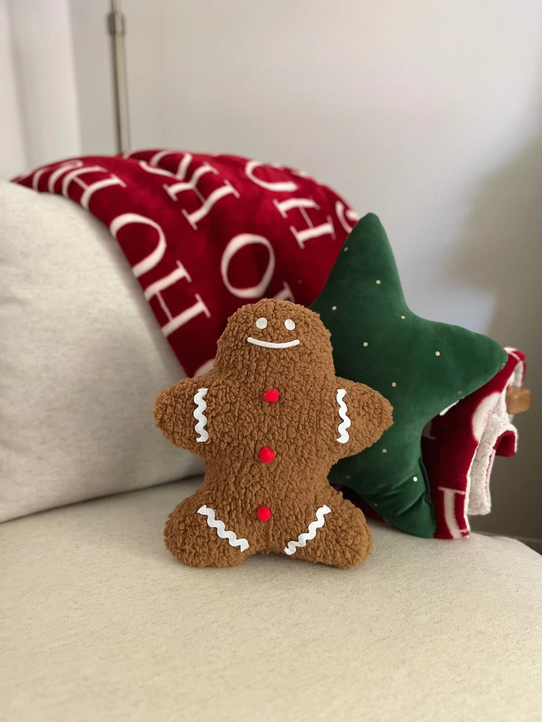 Plush Sherpa Gingerbread Man Decorative Pillow  Sherpa - Etsy | Etsy (US)