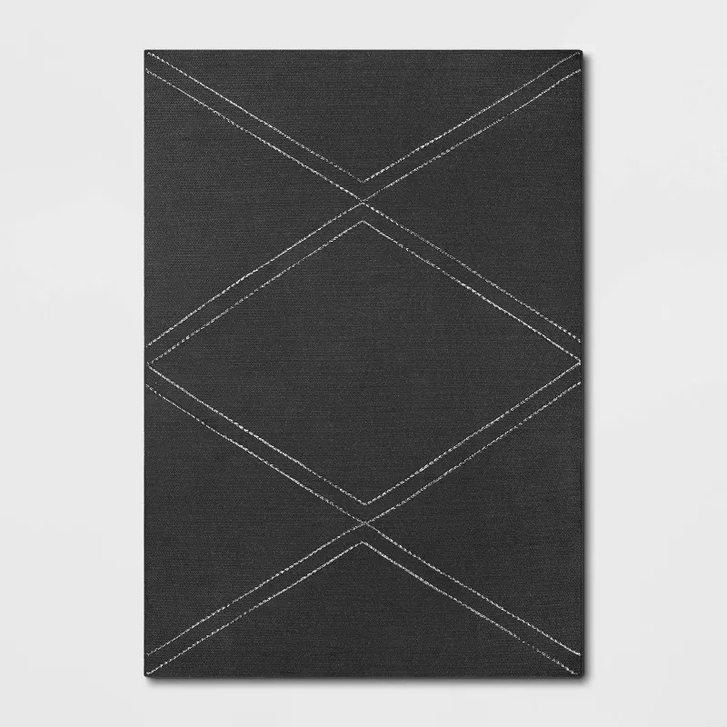 7' x 10' Braided Diamond Outdoor Rug Black/Ivory - Threshold™ | Target