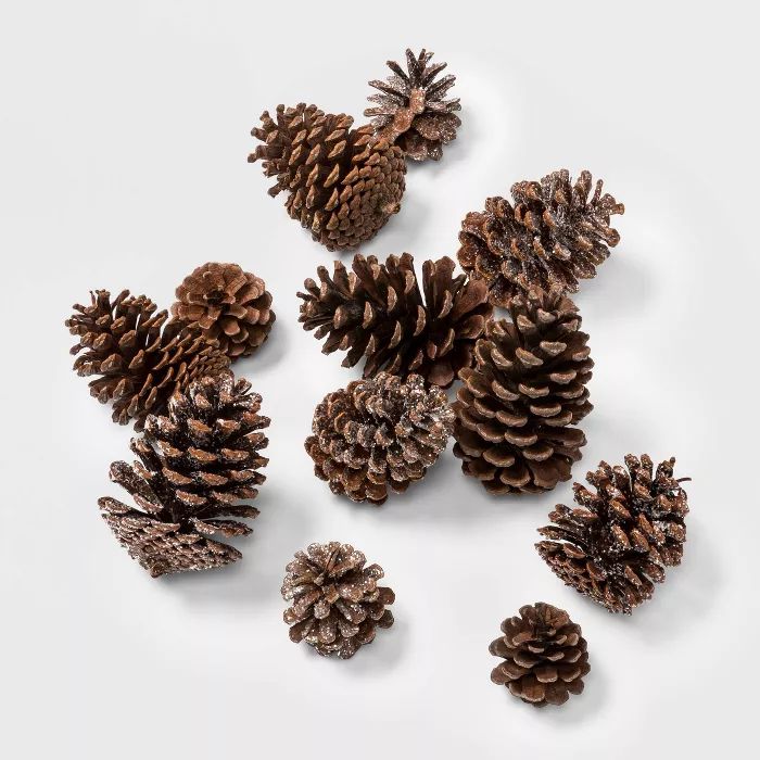 12ct Artificial Christmas Pinecones Glitter and Natural - Wondershop&#8482; | Target