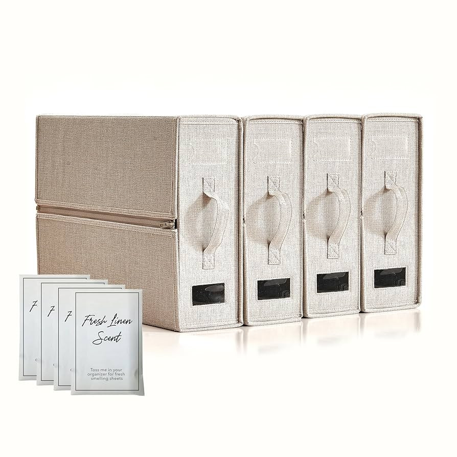 Bed Sheet Organizer Scent Sachet Bundle - Linen Set Storage - Bedding for King, Queen, Twin Sheet... | Amazon (US)