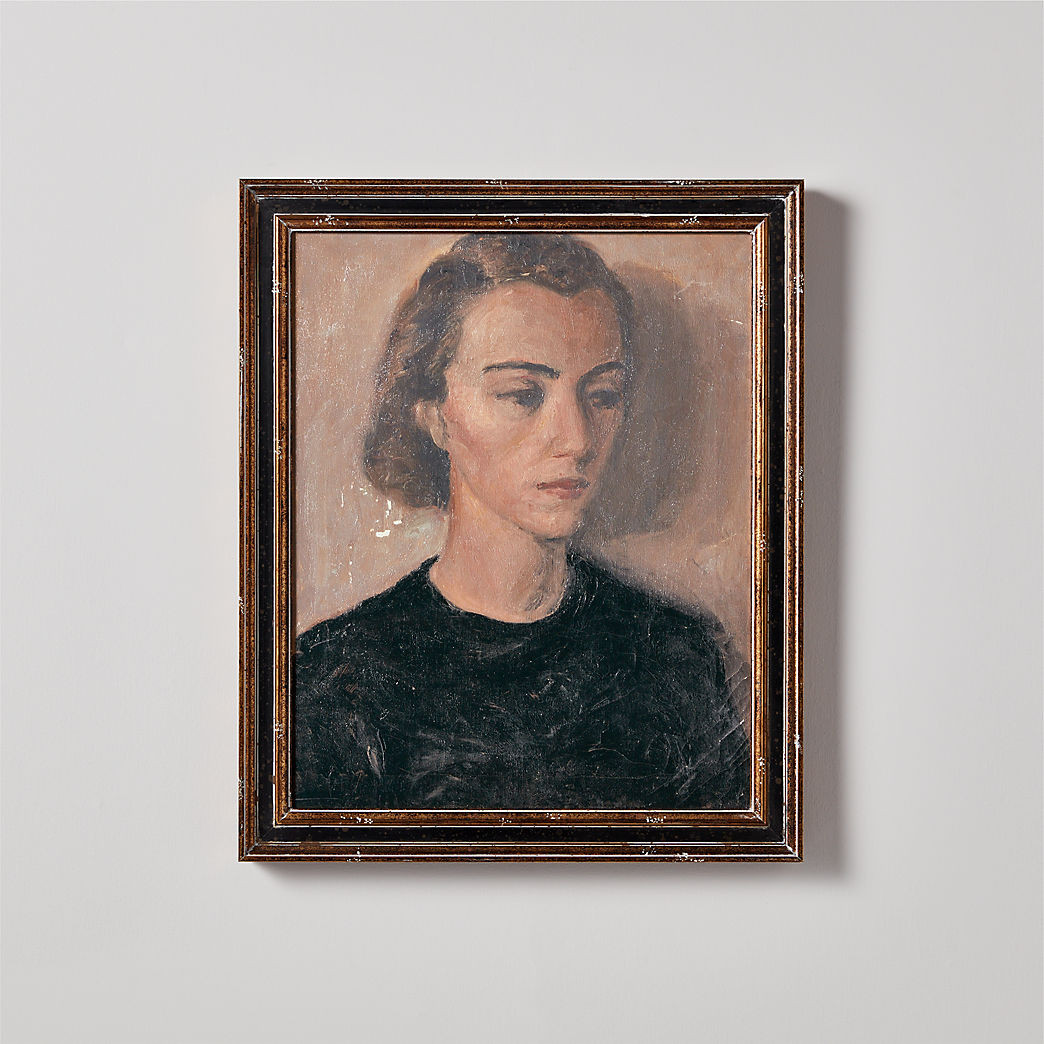 'Ingenue' Painted Portrait Reproduction in Antique Frame 18''x22'' + Reviews | CB2 | CB2