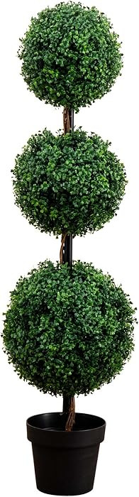 Nearly Natural 4ft. Artificial Triple Ball Boxwood Topiary Tree (Indoor/Outdoor) | Amazon (US)