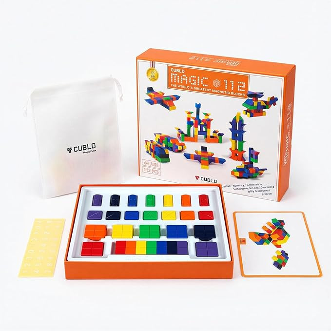 Magic Cube MAGIC112, 112pcs of Magnetic Cube Blocks, Colorful Magnet Cubes for Creativity & Brain... | Amazon (US)