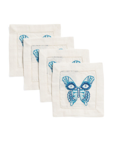 4pk Hand Embroidered Butterfly Coaster Set | TJ Maxx